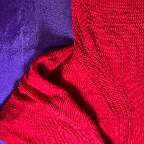 VTG📌Casual W.E.A.R Cotton Blend 2-Way Zipper Fire Red Cardigan with Collar - Picture 13 of 16